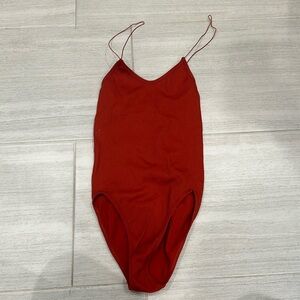 Rust colored ribbed bodysuit